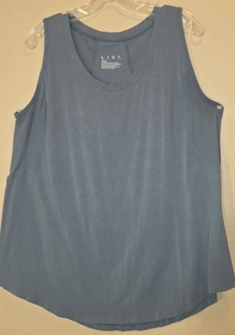 LIVI Women's Plus Size Blue Sleeveless Tank Top Scoop Neck Stretch Size 18/20